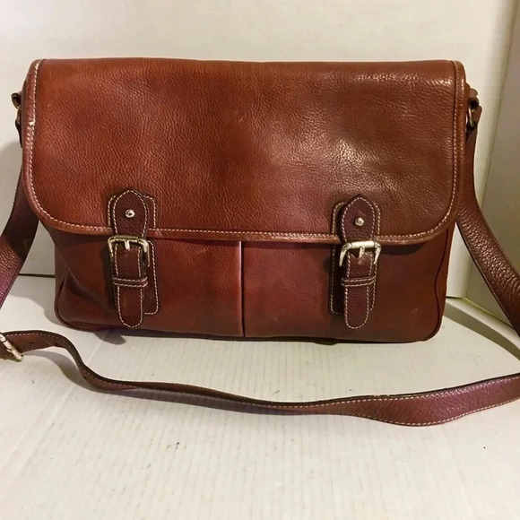 Adrienne Vittadini Brown leather Messenger unsex - Picture 7 of 8